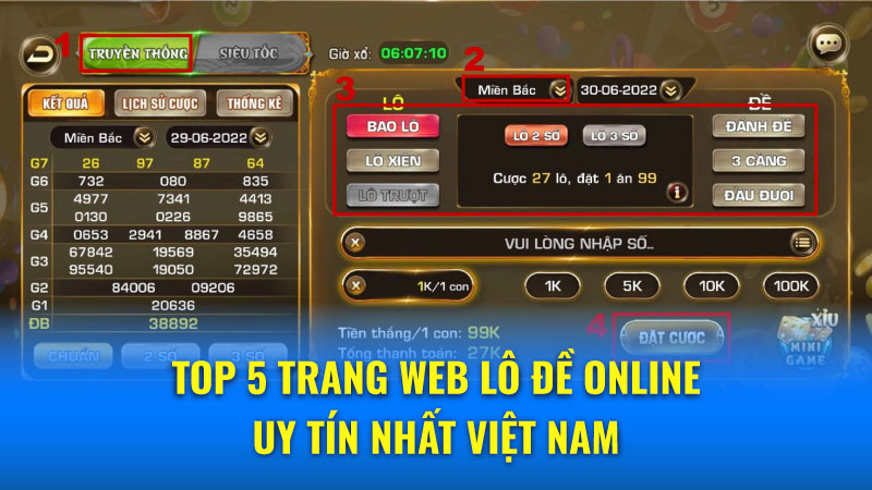 Bí quyết chiến thắng khi chơi lô đề online