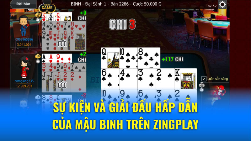 Sự kiện và giải đấu hấp dẫn của Mậu binh trên Zingplay